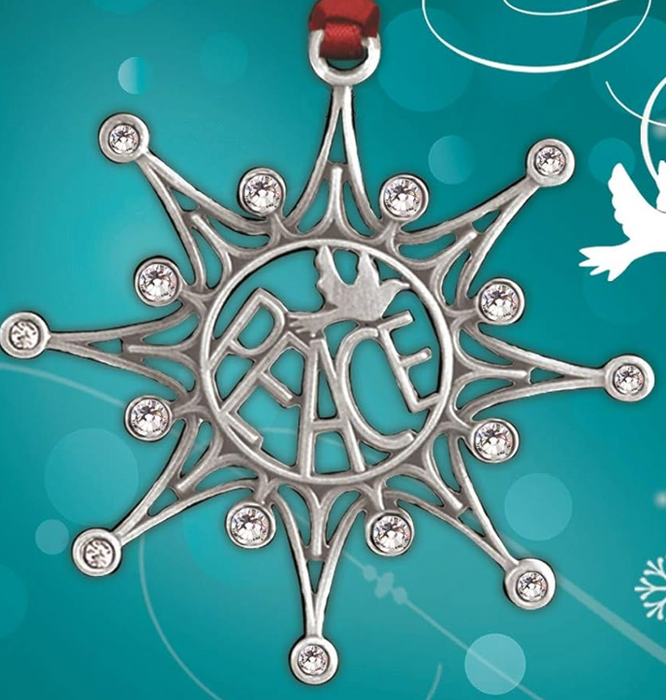 ORNAMENT - PEACE SNOWFLAKE - CRYSTALS