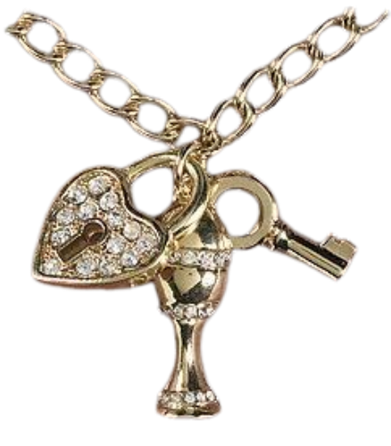 PENDANT - CHALICE, HEART LOCKET & KEY - 18" GP