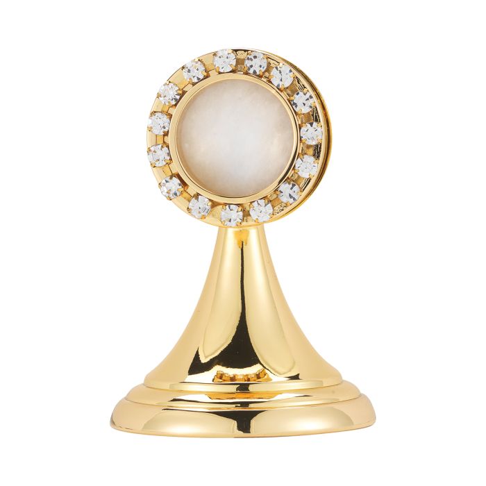 Gold Plated Reliquary with Crystal Border
