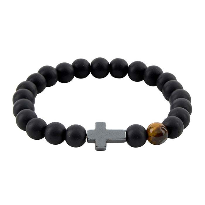 Men's Hematite Cross Bracelet
