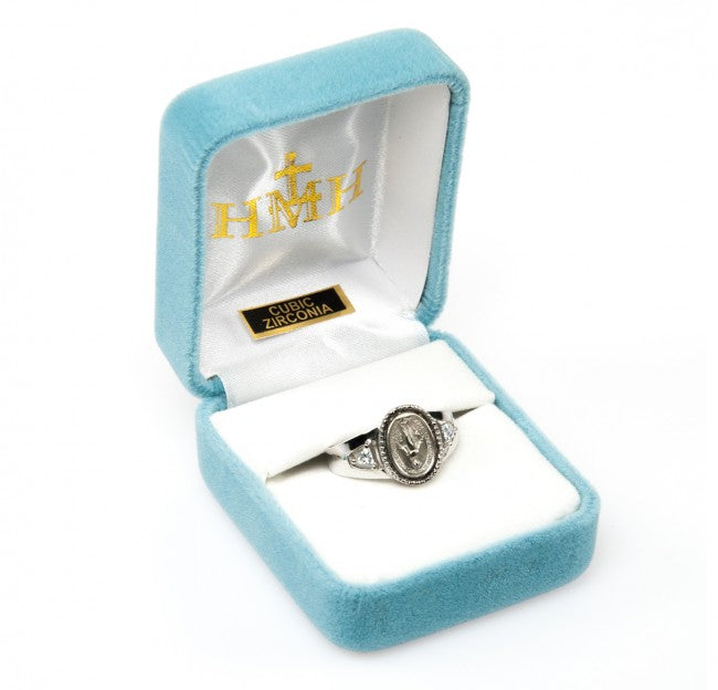 Ring Sterling Silver and CZ Framed Miraculous Size 8