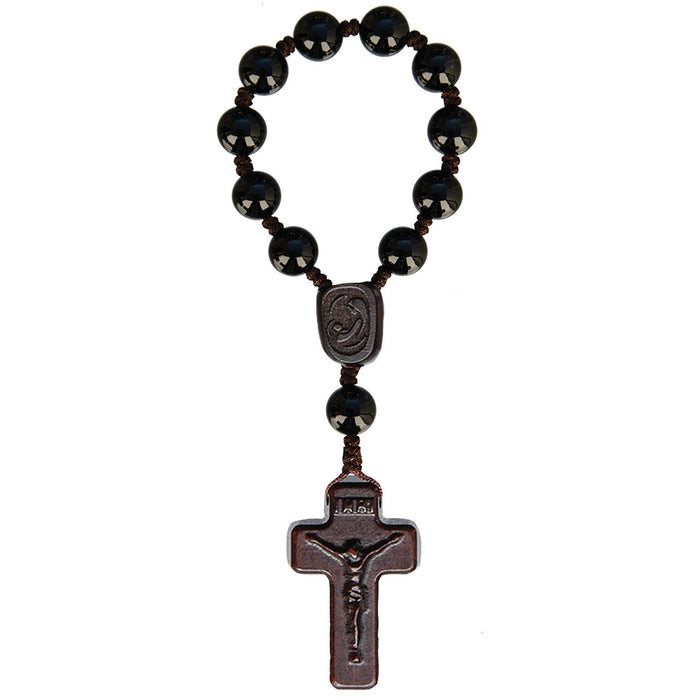 One Decade 8mm Black Onyx and Jujube Wood