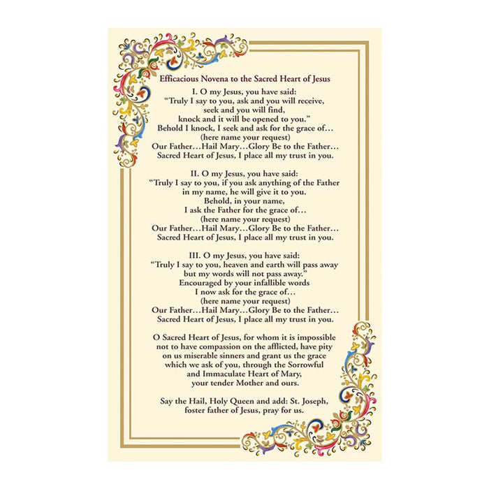 Sacred Heart Novena Florentine Holy Card