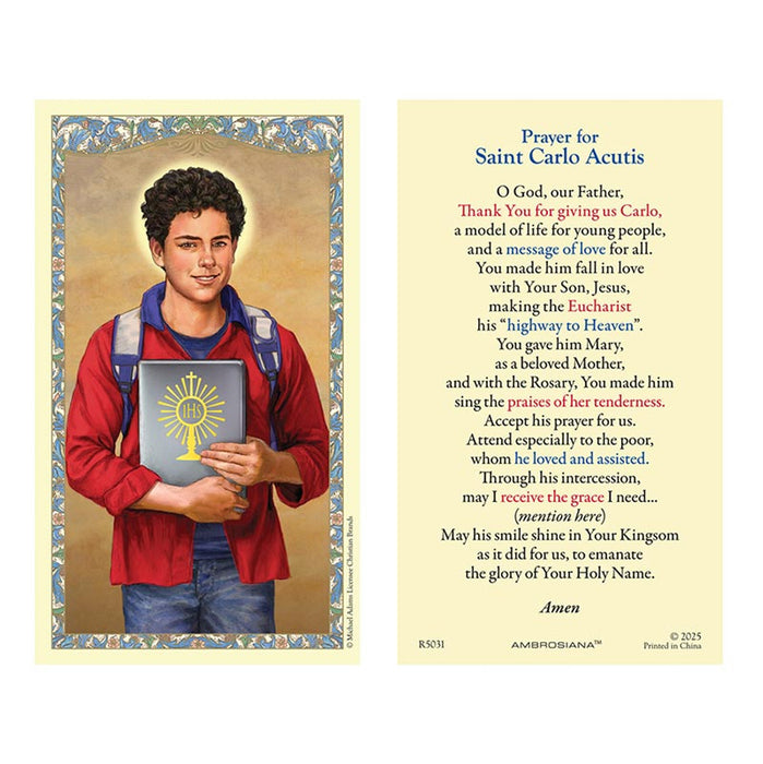 St Carlo Acutis Holy Card