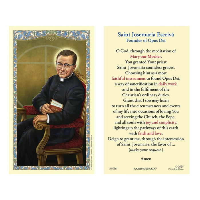 Saint Josemaria Escriva Holy Card