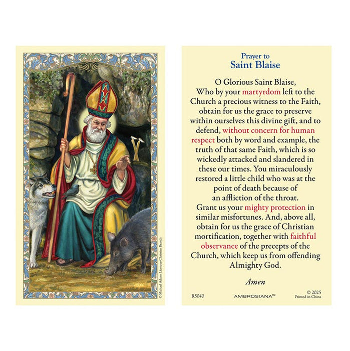 Saint Blaise Holy Card