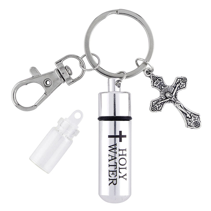 Holy Water Vial with Crucifix Key Ring