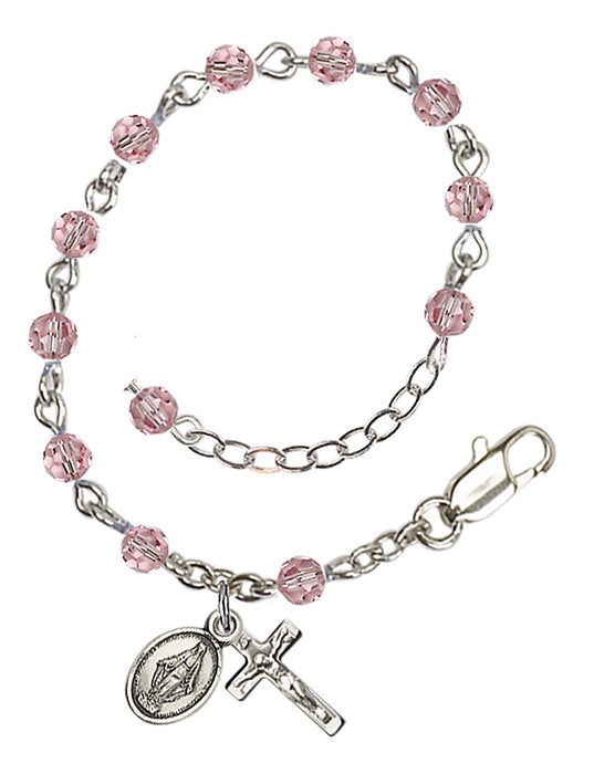 Child Rosary Bracelet Light Rose Swarovski Beads