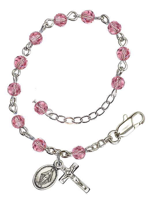 CHILD ROSARY BRACELET - ROSE - SWAROVSKI CRYSTAL