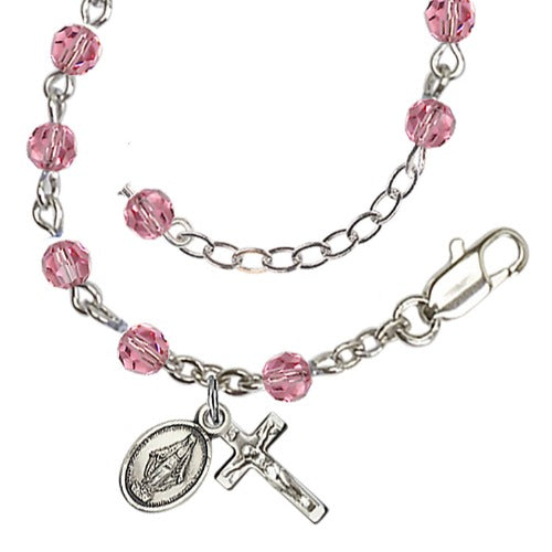 CHILD ROSARY BRACELET - ROSE - SWAROVSKI CRYSTAL