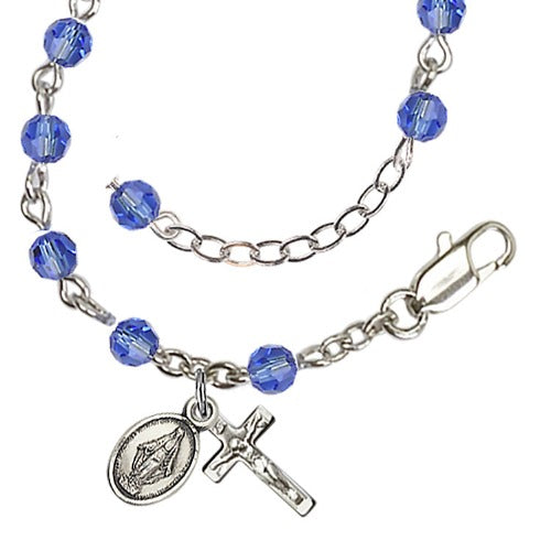 Child Rosary Bracelet Sapphire Swarovski Beads