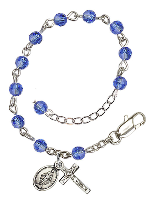 Child Rosary Bracelet Sapphire Swarovski Beads