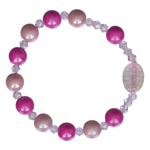 CHILD ROSARY BRACELET - RAINBOW PINK