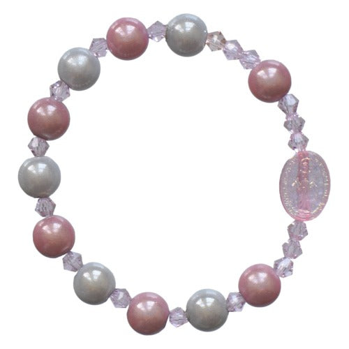 CHILD ROSARY BRACELET - RAINBOW PINK/BLUE