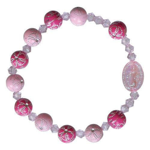 CHILD ROSARY BRACELET - FLOWER PINK