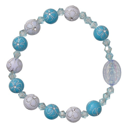 CHILD ROSARY BRACELET - FLOWER BLUE