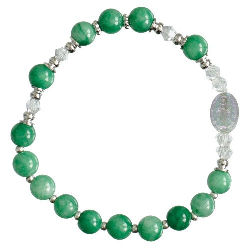 CHILD ROSARY BRACELET - 6MM GREEN GEMSTONE