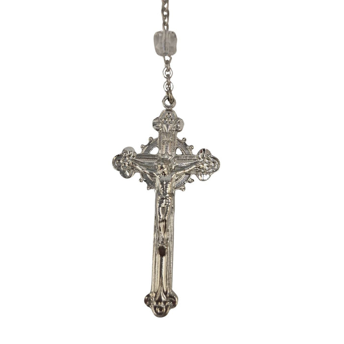 Rosary 8mm Czech Clear Crystal Cube Beads