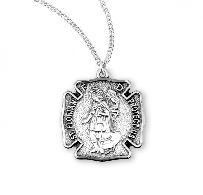 St Florian Medal Sterling Silver on 20" Chain