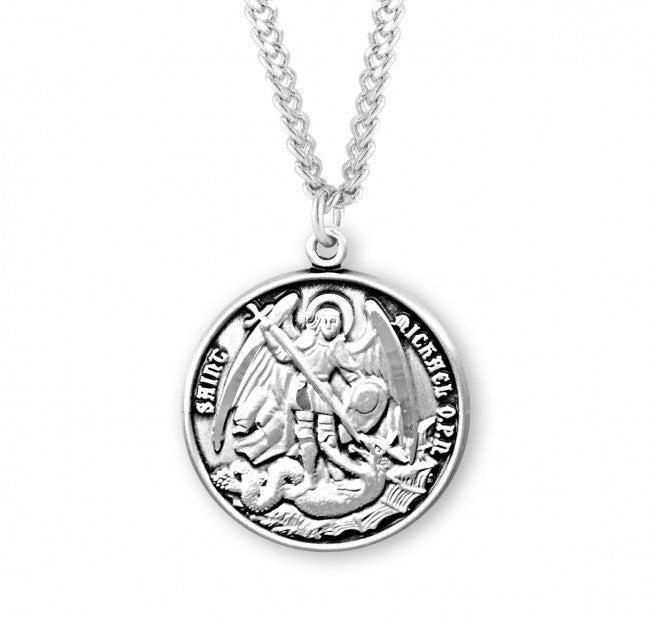 ST MICHAEL - SS -  .9" ROUND - 18" CHAIN