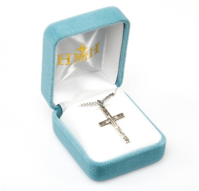 Cross Sterling Silver Flower Tipped 18" chain