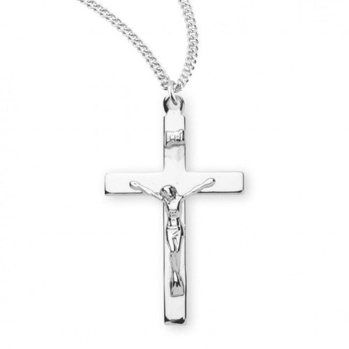 Crucifix Sterling Silver Plain High Polished on 20" Chain