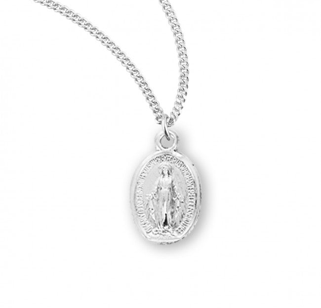 MIRACULOUS MEDAL 0.5" OVAL STERLING SILVER ON 18" CHAIN