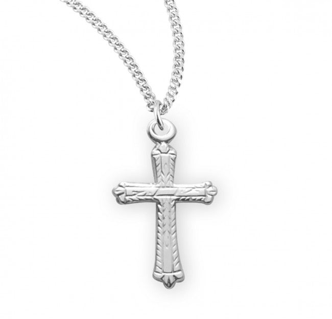 CHILD'S CROSS 0.7" TINY FANCY STERLING SILVER ON 16" CHAIN