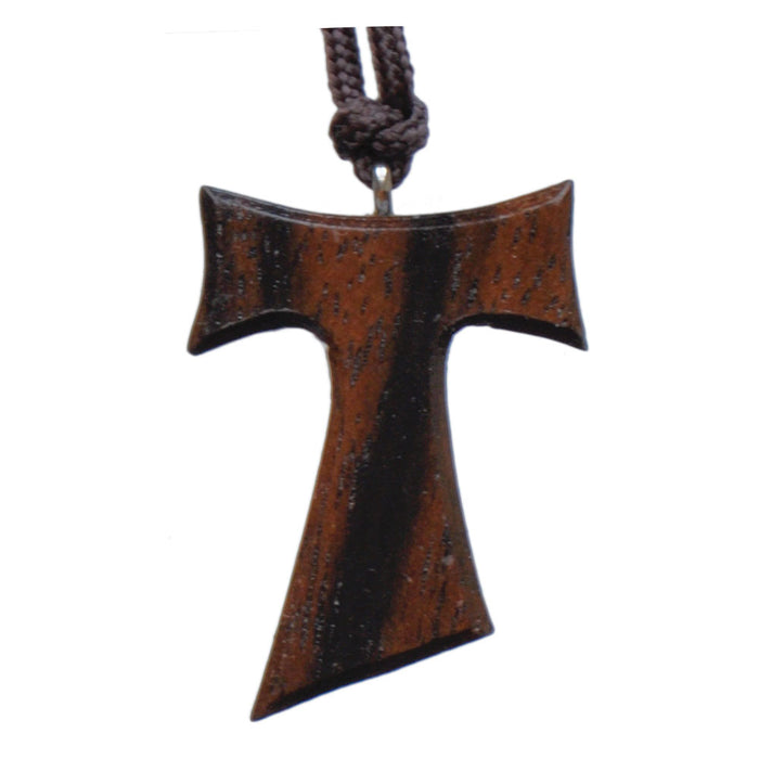 Tau Cross Necklace 1″ Jujube Wood