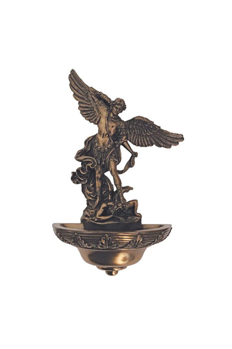 Holy Water Font St Michael 9" Cold-Cast Bronze