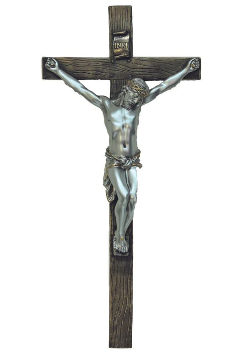Crucifix 13" with pewter style Corpus on cold cast bronze cross
