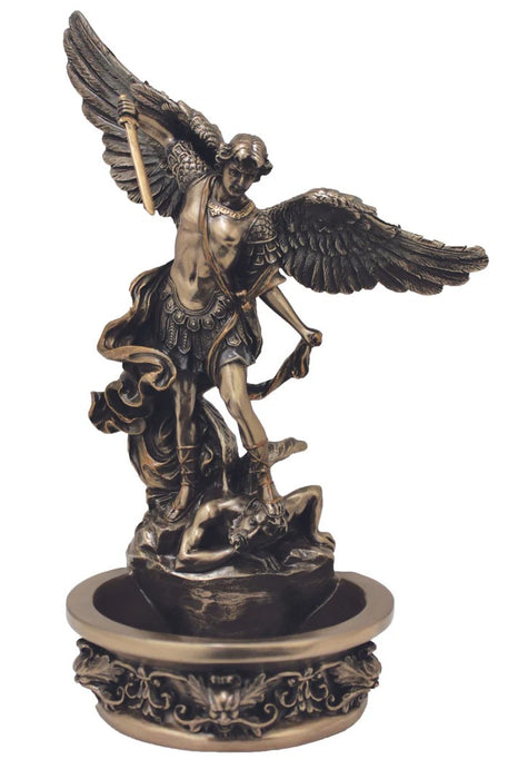 Holy Water Font St Michael in Cold Cast Bronze