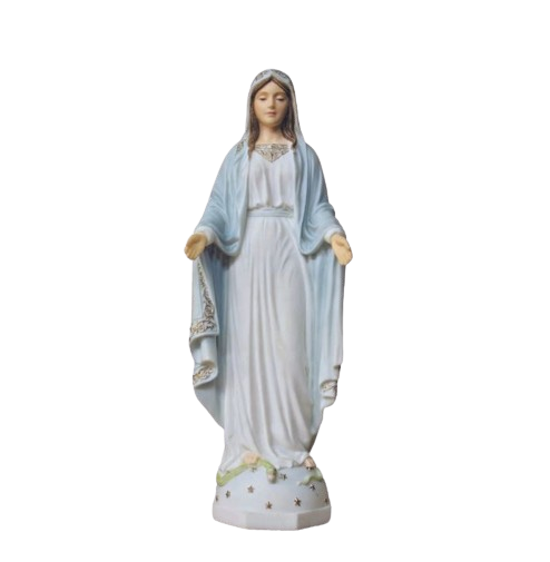 Lady of Grace Statue in White Hand-Painted Color 9"