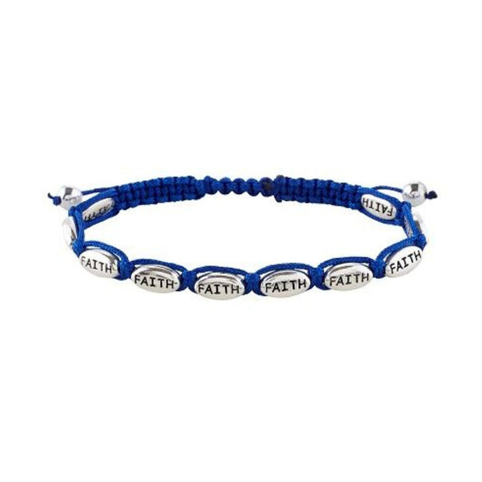 Bracelet with Faith Beads and Blue Cord