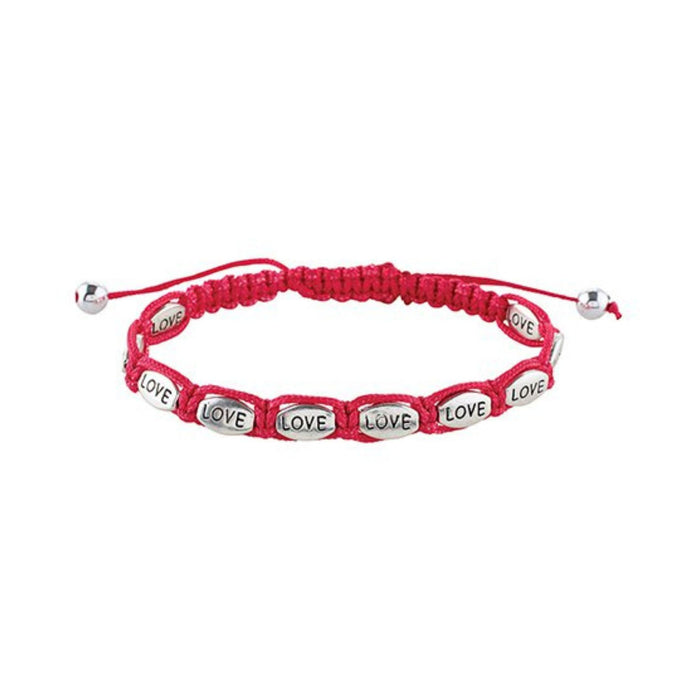 Bracelet with Love Beads and Pink Cord