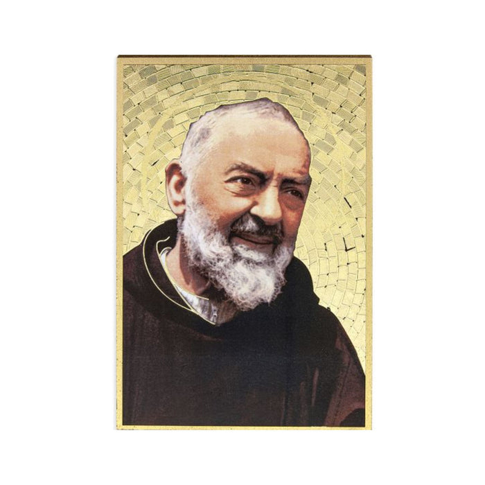 St Pio 4" x 6"  Gold Foil Mosaic Plaque