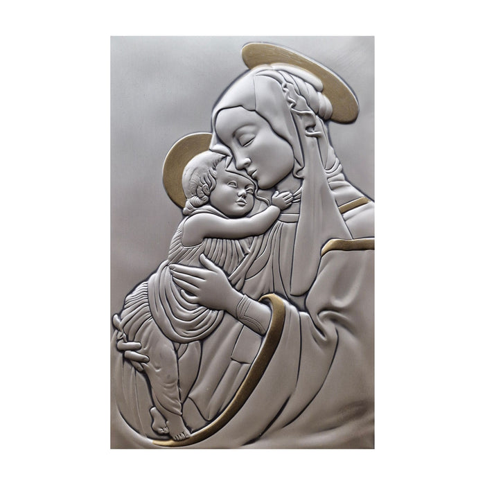 Icon Madonna and Child in Sterling Silver in Frame