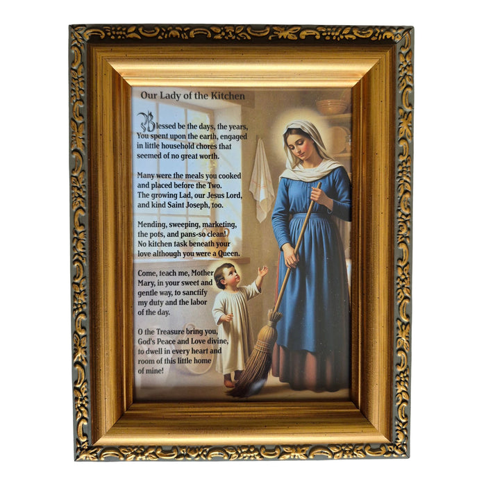 Kitchen Madonna with Prayer 5" x 7" Gold Frame