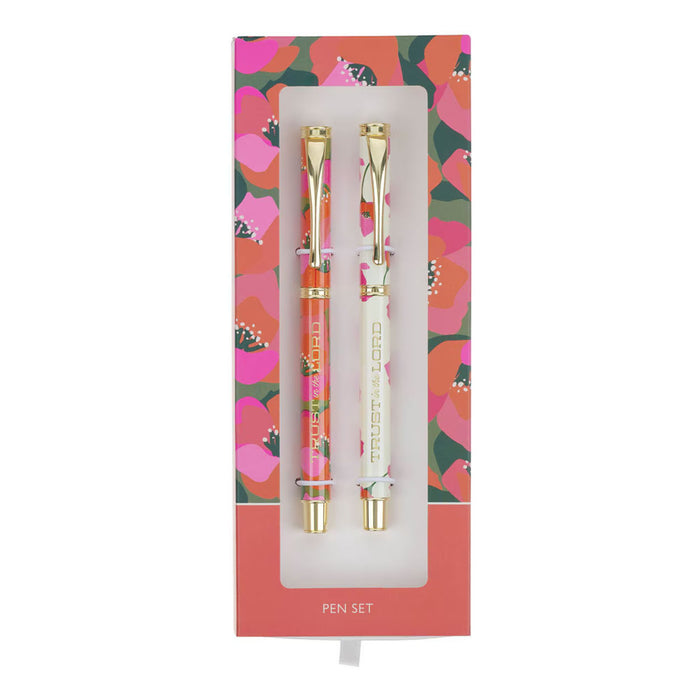 Trust in the Lord Coral Floral Pen Set