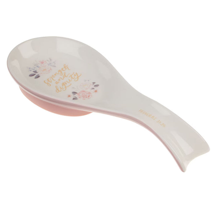 Strength and Dignity Pink Floral Ceramic Spoon Rest