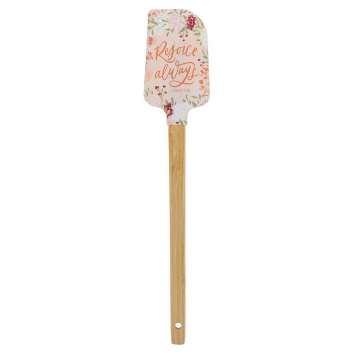 Rejoice Always Peach Floral Silicone Spatula