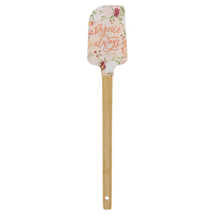 Rejoice Always Peach Floral Silicone Spatula