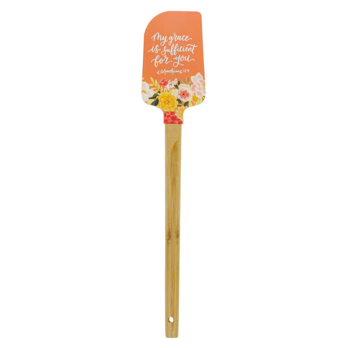 My Grace is Sufficient for You Orange Floral Silicone Spatula