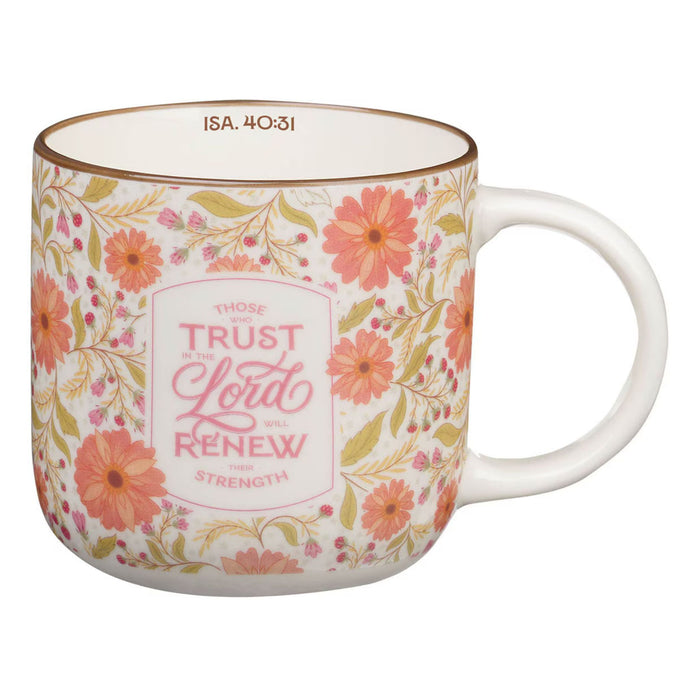 Trust in the Lord Coral Cascade Ceramic Coffee Mug