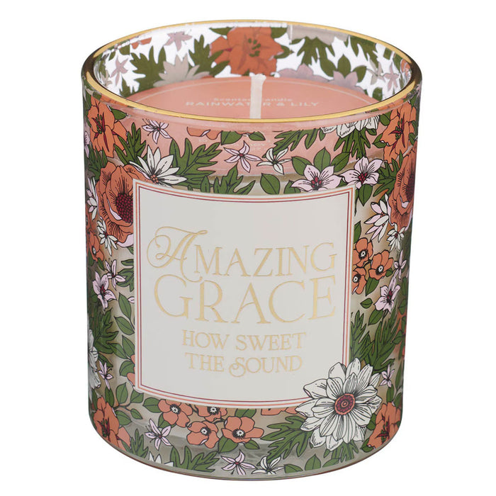Amazing Grace Rainwater and Lily Scented Candle in a Glass Jar