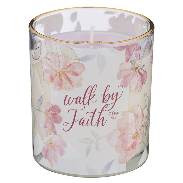 Walk by Faith Pink Aloe Bamboo Scented Candle in A Glass Jar