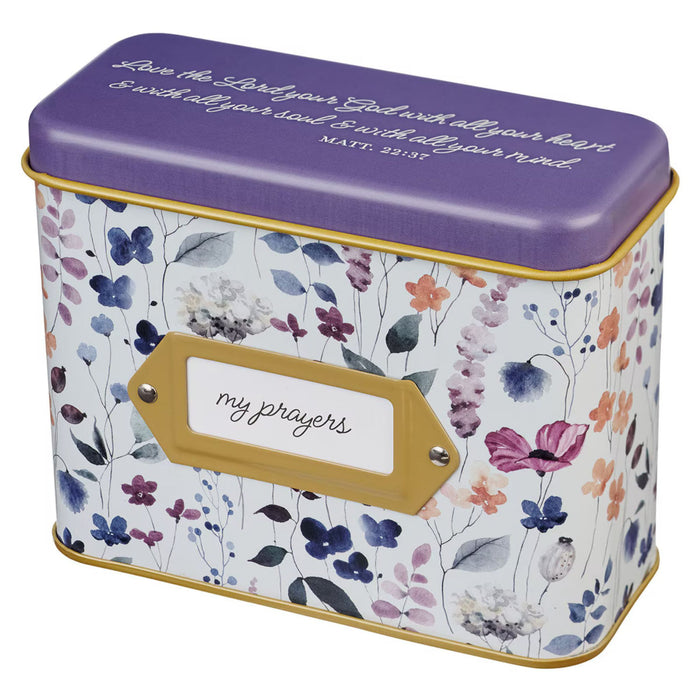 Love the Lord Purple Wildflower Prayer Cards in Tin