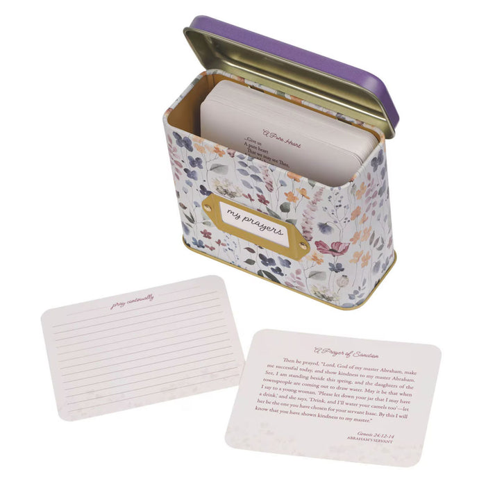 Love the Lord Purple Wildflower Prayer Cards in Tin