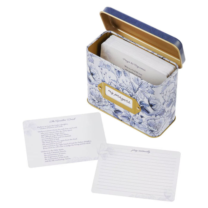 Confession of Our Hope Blue Floral Prayer Cards in Tin