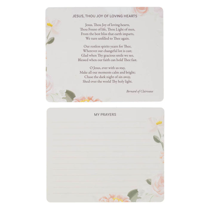 He Restores My Soul Green Floral Garden Prayer Cards in a Tin